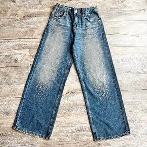 Zara Wide Leg Shimmering Rhinestone Embellished Jeans Retired